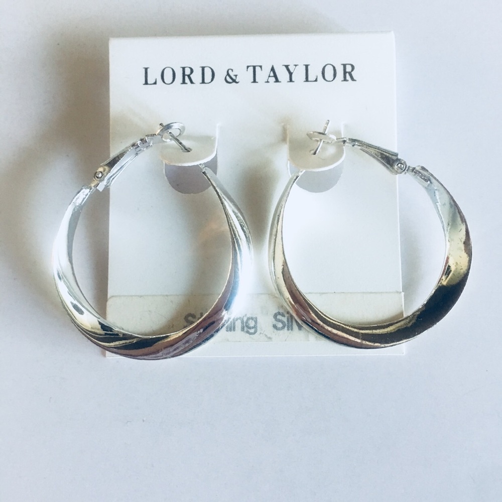 Lord & Taylor Sterling Silver Wavy Hoops NWT New